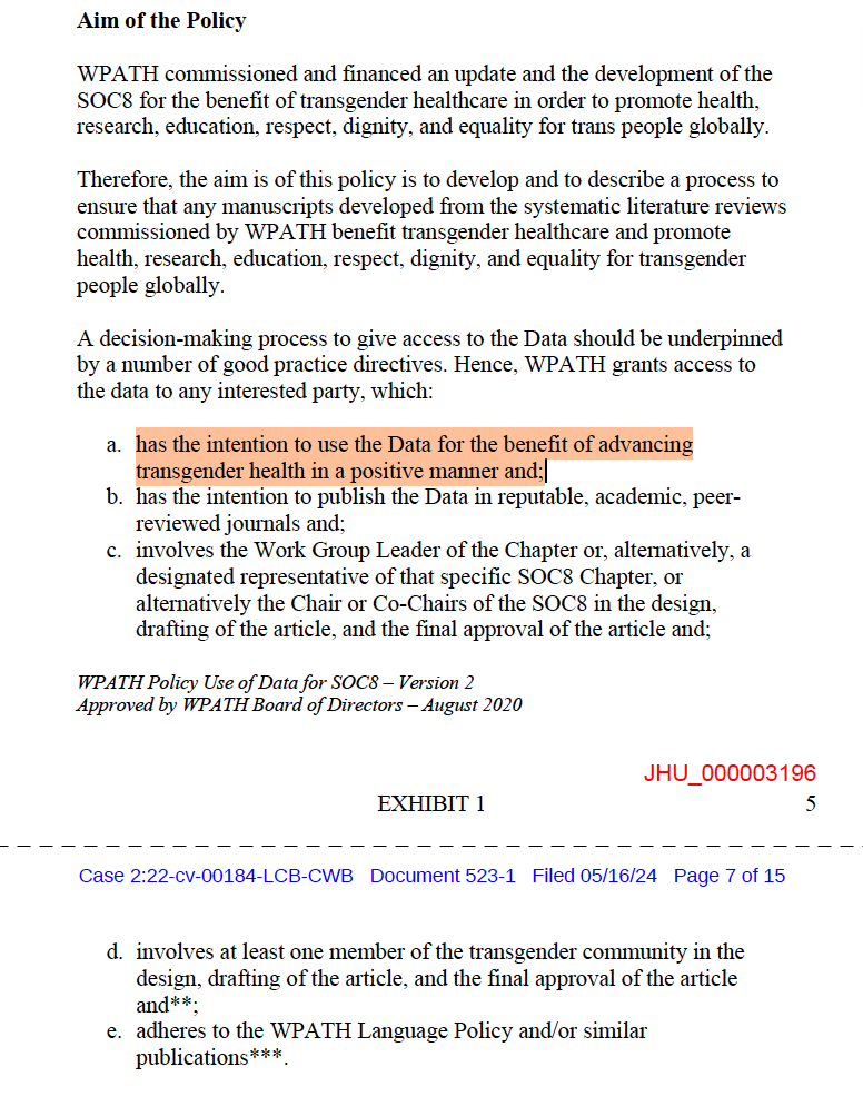 WPATH approval policy